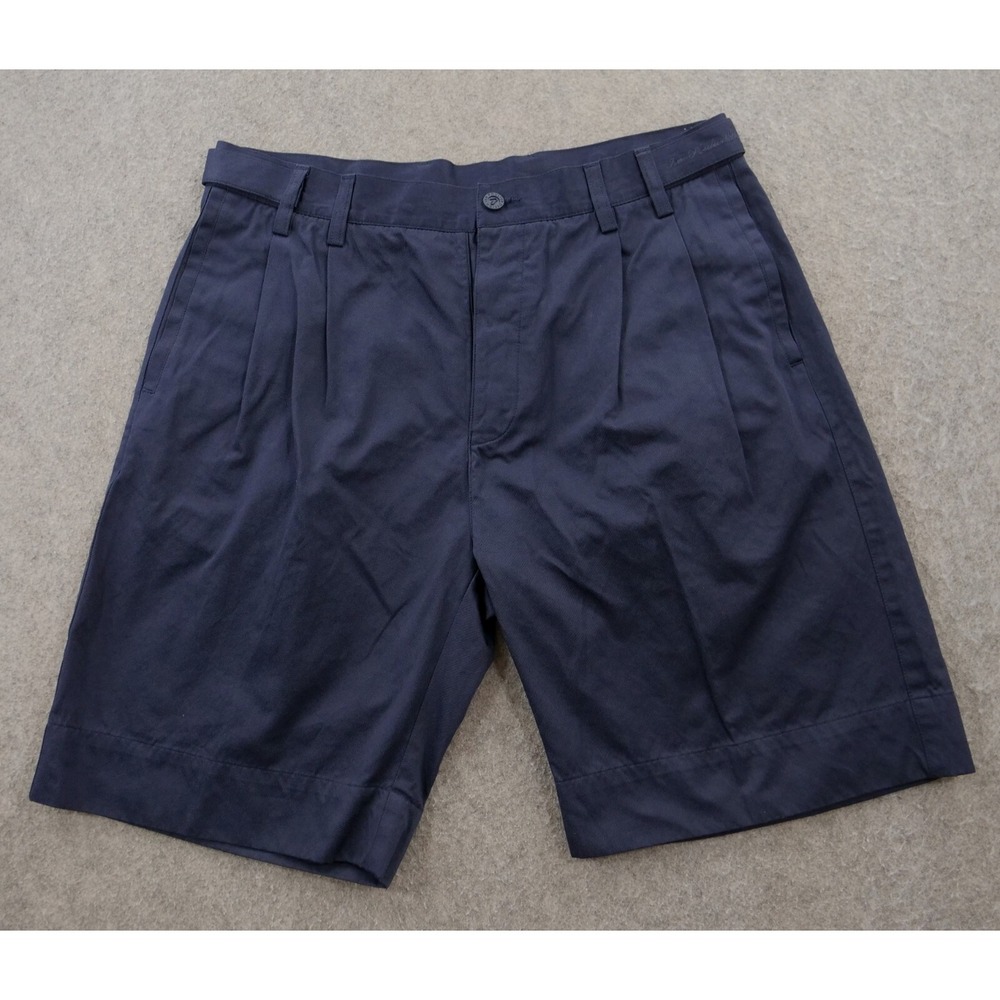 Ian Poulter Shorts Mens 34 Blue Bermuda Golf Pleated Logo Casual
